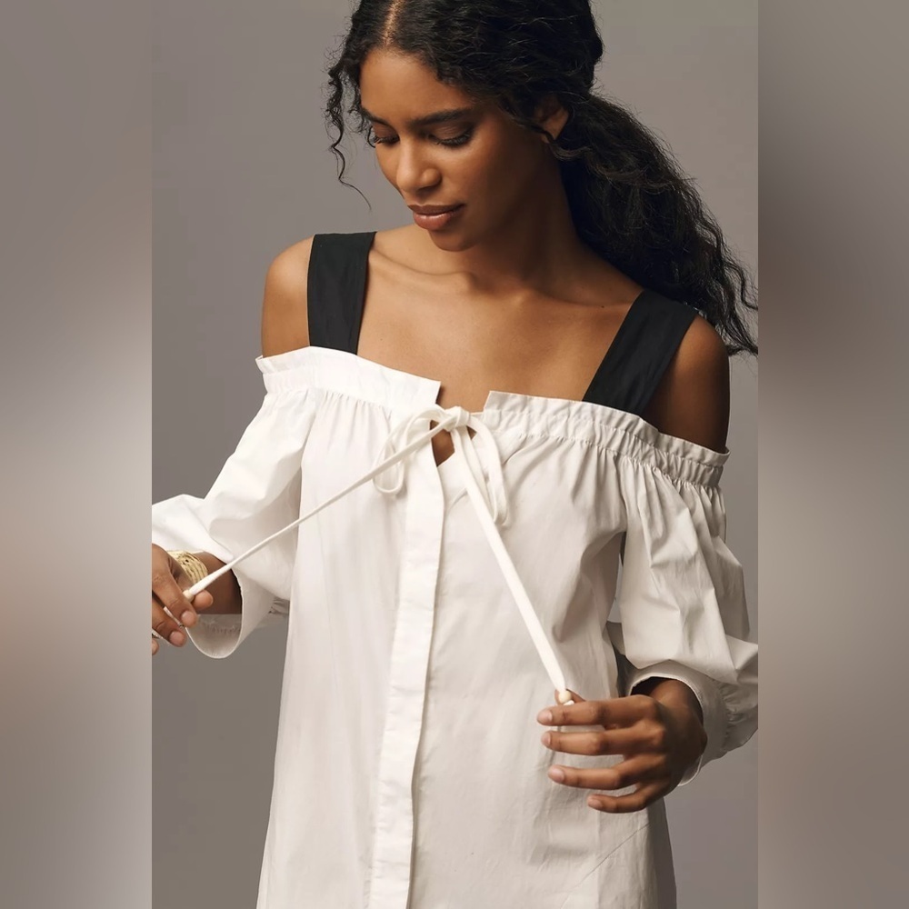 NWT Size S - Plenty by Tracy Reese Off-The-Shoulder Tie-Front Midi Dress